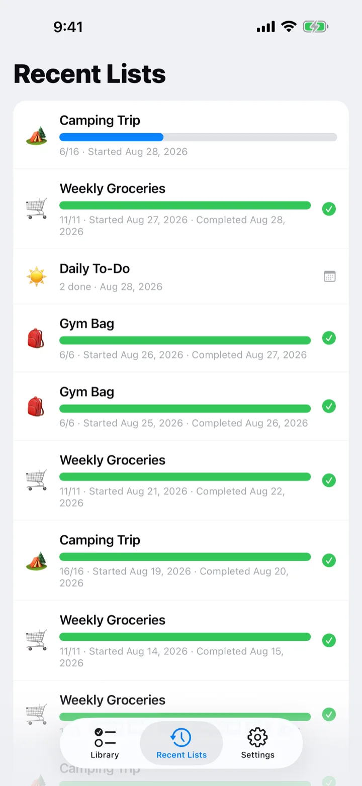 The Activity tab listing recent runs with progress bars and dates